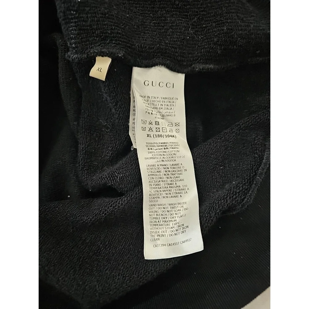 Gucci Men's Sweatshirt Interlocking GG Stripe Logo Hoodie Size XL Black